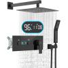 imageSR SUN RISE Shower System with Push Button Diverter Luxury 10 Inch Rain Shower Head with Handheld Spray High Pressure Shower Faucet Combo Set with Roughin Valve Polished ChromeMatte Black