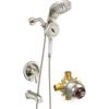 image2IN1 Tub Shower Faucet  Magnetic Bathtub Shower Faucet Set with 8 Function Rain Shower Head and Handheld  Single Handle Tub and Shower System  Brushed Nicke Valve Included