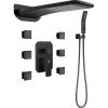 image4Function Waterfall Shower System with Body Jets SR SUN RISE Full Body Rainfall Shower System with Handheld Shower Faucet Complete Sets Wall Mounted Shower Fixture Set for Bathroom Matte BlackMatte Black