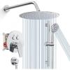 imageSR SUN RISE 12 Inch Rain Shower System High Pressure Shower Heads and Handheld 6Spray Combo Set Slide Bar Shower Faucets Sets Complete Included Valve and Trim Kit for Bathroom Brushed NickelPolished Chrome