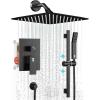 imageSR SUN RISE 8 Inch Slide Bar Shower Faucet Luxury WallMount 16Inch Adjustable Slide Bar Hand Held Shower System Included Valve and Trim Kit Matte Black