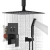 imageSR SUN RISE Shower System with Push Button Diverter Luxury 10 Inch Rain Shower Head with Handheld Spray High Pressure Shower Faucet Combo Set with Roughin Valve Polished ChromeMatte Black