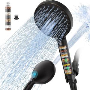imageFiltered Shower Head with Handheld High Pressure 9 Spray Mode Chrome Showerhead with Filtersdetachable shower headWater Softener Filters Beads for Hard Water Remove ChlorineOil Rubbed Bronze