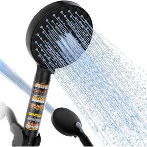 imageSR SUN RISE Filtered Shower Head with Handheld High Pressure 9 Spray Mode Brushed Nickel Showerhead with Filters detachable shower headWater Softener Filters Beads for Hard Water  Remove ChlorineMatte Black