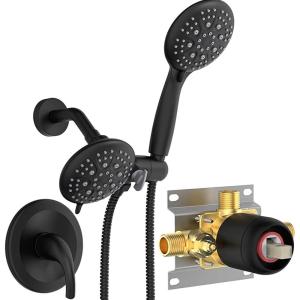 imageSR SUN RISE High Pressure 3Way Rainfall Shower Faucet 3 in 1 Shower Head and Handheld Shower Combo Set with 71 Hose Easy to Clean Bathtub or Pets Valve and Shower Trim Kit Brushed GoldMatte Black