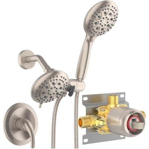 imageSR SUN RISE High Pressure 3Way Rainfall Shower Faucet 3 in 1 Shower Head and Handheld Shower Combo Set with 71 Hose Easy to Clean Bathtub or Pets Valve and Shower Trim Kit Brushed GoldBrushed Nickel