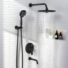 imageSR SUN RISE 10 Inches Wall Mounted Shower System with Tub Spout Shower Tub Faucets Sets Complete Newer Model High Pressure 3Spray Rain Shower Head and 6Setting Handheld Combo Matte BlackMatte Black