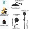 imageSR SUN RISE 10 Inches Wall Mounted Shower System with Tub Spout Shower Tub Faucets Sets Complete Newer Model High Pressure 3Spray Rain Shower Head and 6Setting Handheld Combo Matte BlackMatte Black