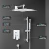 imageSR SUN RISE 12 Inch Oil Rubbed Bronze Shower Faucet Set WallMount Adjustable 16Inch Slide Bar with Square Hand Shower System Included Valve and Trim KitPolished Chrome