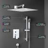 imageSR SUN RISE 12 Inch Oil Rubbed Bronze Shower Faucet Set WallMount Adjustable 16Inch Slide Bar with Square Hand Shower System Included Valve and Trim KitPolished Chrome