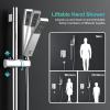imageSR SUN RISE 12 Inch Oil Rubbed Bronze Shower Faucet Set WallMount Adjustable 16Inch Slide Bar with Square Hand Shower System Included Valve and Trim KitPolished Chrome