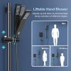 imageSR SUN RISE 12 Inch Oil Rubbed Bronze Shower Faucet Set WallMount Adjustable 16Inch Slide Bar with Square Hand Shower System Included Valve and Trim KitMatte Black