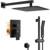 imageSR SUN RISE 12 Inch Oil Rubbed Bronze Shower Faucet Set WallMount Adjustable 16Inch Slide Bar with Square Hand Shower System Included Valve and Trim KitMatte Black