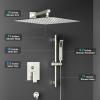 imageSR SUN RISE 12 Inch Oil Rubbed Bronze Shower Faucet Set WallMount Adjustable 16Inch Slide Bar with Square Hand Shower System Included Valve and Trim KitBrushed Nickel