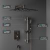 imageSR SUN RISE 12 Inch Oil Rubbed Bronze Shower Faucet Set WallMount Adjustable 16Inch Slide Bar with Square Hand Shower System Included Valve and Trim KitOil Rubbed Bronze