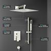 imageSR SUN RISE 12 Inch Oil Rubbed Bronze Shower Faucet Set WallMount Adjustable 16Inch Slide Bar with Square Hand Shower System Included Valve and Trim KitBrushed Nickel