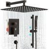 imageSR SUN RISE 12 Inch Oil Rubbed Bronze Shower Faucet Set WallMount Adjustable 16Inch Slide Bar with Square Hand Shower System Included Valve and Trim KitOil Rubbed Bronze