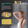 imageSR SUN RISE 12 Inch Oil Rubbed Bronze Shower Faucet Set WallMount Adjustable 16Inch Slide Bar with Square Hand Shower System Included Valve and Trim KitBrushed Gold