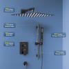 imageSR SUN RISE 12 Inch Oil Rubbed Bronze Shower Faucet Set WallMount Adjustable 16Inch Slide Bar with Square Hand Shower System Included Valve and Trim KitMatte Black