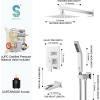 imageSR SUN RISE 12 Inches All Metal Bathtub Faucet Set Shower System with Tub Spout Rainfall Shower Head and Handheld Combo Modern Shower Fixtures Include Valve and Trim Kit Polished ChromePolished Chrome