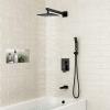 imageSR SUN RISE 12 Inches All Metal Bathtub Faucet Set Shower System with Tub Spout Rainfall Shower Head and Handheld Combo Modern Shower Fixtures Include Valve and Trim Kit Polished ChromeMatte Black
