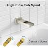 imageSR SUN RISE 12 Inches All Metal Bathtub Faucet Set Shower System with Tub Spout Rainfall Shower Head and Handheld Combo Modern Shower Fixtures Include Valve and Trim Kit Polished ChromeBrushed Nickel