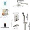imageSR SUN RISE 12 Inches All Metal Bathtub Faucet Set Shower System with Tub Spout Rainfall Shower Head and Handheld Combo Modern Shower Fixtures Include Valve and Trim Kit Polished ChromeBrushed Nickel
