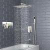imageSR SUN RISE 12 Inches All Metal Bathtub Faucet Set Shower System with Tub Spout Rainfall Shower Head and Handheld Combo Modern Shower Fixtures Include Valve and Trim Kit Polished ChromeBrushed Nickel