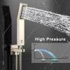 imageSR SUN RISE 12 Inches All Metal Bathtub Faucet Set Shower System with Tub Spout Rainfall Shower Head and Handheld Combo Modern Shower Fixtures Include Valve and Trim Kit Polished ChromeBrushed Nickel