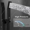 imageSR SUN RISE 12 Inches All Metal Bathtub Faucet Set Shower System with Tub Spout Rainfall Shower Head and Handheld Combo Modern Shower Fixtures Include Valve and Trim Kit Polished ChromeMatte Black