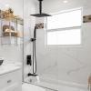 imageSR SUN RISE 12 Inches All Metal Bathtub Faucet Set Shower System with Tub Spout Rainfall Shower Head and Handheld Combo Modern Shower Fixtures Include Valve and Trim Kit Polished ChromeMatte Black