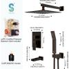 imageSR SUN RISE 12 Inches All Metal Square Shower System with Tub Spout Tub Shower Faucet Set High Pressure Rain Shower Head and Handheld Sprayer Combo Shower Fixtues Valve Included Polished ChromeOil Rubbed Bronze