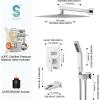 imageSR SUN RISE 12 Inches All Metal Square Shower System with Tub Spout Tub Shower Faucet Set High Pressure Rain Shower Head and Handheld Sprayer Combo Shower Fixtues Valve Included Polished ChromePolished Chrome