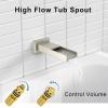 imageSR SUN RISE 12 Inches All Metal Square Shower System with Tub Spout Tub Shower Faucet Set High Pressure Rain Shower Head and Handheld Sprayer Combo Shower Fixtues Valve Included Polished ChromeBrushed Nickel