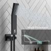 imageSR SUN RISE 12 Inches All Metal Square Shower System with Tub Spout Tub Shower Faucet Set High Pressure Rain Shower Head and Handheld Sprayer Combo Shower Fixtues Valve Included Polished ChromeMatte Black