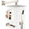 imageSR SUN RISE 12 Inches All Metal Square Shower System with Tub Spout Tub Shower Faucet Set High Pressure Rain Shower Head and Handheld Sprayer Combo Shower Fixtues Valve Included Polished ChromeBrushed Nickel