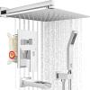 imageSR SUN RISE 12 Inches All Metal Square Shower System with Tub Spout Tub Shower Faucet Set High Pressure Rain Shower Head and Handheld Sprayer Combo Shower Fixtues Valve Included Polished ChromePolished Chrome