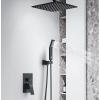imageSR SUN RISE 16 Inch Ceiling Mounted Shower System Rain Mixer Shower Combo Set Rainfall Shower Head System Brushed Gold Shower Faucet Roughin Valve Body and Trim IncludedMatte Black