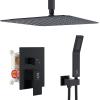 imageSR SUN RISE 16 Inch Ceiling Mounted Shower System Rain Mixer Shower Combo Set Rainfall Shower Head System Brushed Gold Shower Faucet Roughin Valve Body and Trim IncludedMatte Black