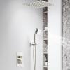 imageSR SUN RISE 16 Inch Ceiling Mounted Shower System Rain Mixer Shower Combo Set Rainfall Shower Head System Brushed Gold Shower Faucet Roughin Valve Body and Trim IncludedBrushed Nickel