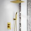 imageSR SUN RISE 16 Inch Ceiling Mounted Shower System Rain Mixer Shower Combo Set Rainfall Shower Head System Brushed Gold Shower Faucet Roughin Valve Body and Trim IncludedBrushed Gold