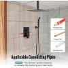 imageSR SUN RISE 16 Inch Ceiling Mounted Shower System Rain Mixer Shower Combo Set Rainfall Shower Head System Brushed Gold Shower Faucet Roughin Valve Body and Trim IncludedMatte Black