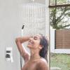 imageSR SUN RISE 16 Inch Ceiling Mounted Shower System Rain Mixer Shower Combo Set Rainfall Shower Head System Brushed Gold Shower Faucet Roughin Valve Body and Trim IncludedPolished Chrome