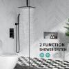 imageSR SUN RISE 16 Inch Ceiling Mounted Shower System Rain Mixer Shower Combo Set Rainfall Shower Head System Brushed Gold Shower Faucet Roughin Valve Body and Trim IncludedMatte Black