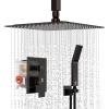 imageSR SUN RISE 16 Inch Ceiling Mounted Shower System Rain Mixer Shower Combo Set Rainfall Shower Head System Brushed Gold Shower Faucet Roughin Valve Body and Trim IncludedOil Rubbed Bronze