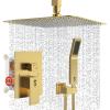 imageSR SUN RISE 16 Inch Ceiling Mounted Shower System Rain Mixer Shower Combo Set Rainfall Shower Head System Brushed Gold Shower Faucet Roughin Valve Body and Trim IncludedBrushed Gold