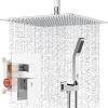 imageSR SUN RISE 16 Inch Ceiling Mounted Shower System Rain Mixer Shower Combo Set Rainfall Shower Head System Brushed Gold Shower Faucet Roughin Valve Body and Trim IncludedPolished Chrome