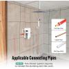 imageSR SUN RISE 16 Inch Ceiling Mounted Shower System Rain Mixer Shower Combo Set Rainfall Shower Head System Brushed Gold Shower Faucet Roughin Valve Body and Trim IncludedPolished Chrome