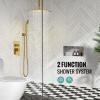 imageSR SUN RISE 16 Inch Ceiling Mounted Shower System Rain Mixer Shower Combo Set Rainfall Shower Head System Brushed Gold Shower Faucet Roughin Valve Body and Trim IncludedBrushed Gold