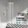 imageSR SUN RISE 16 Inch Ceiling Mounted Shower System Rain Mixer Shower Combo Set Rainfall Shower Head System Brushed Gold Shower Faucet Roughin Valve Body and Trim IncludedBrushed Nickel